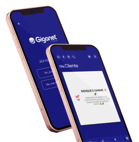 Dois celulares com prints do aplicativo giga